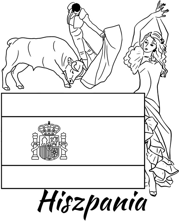 Flaga Hiszpanii kolorowanki